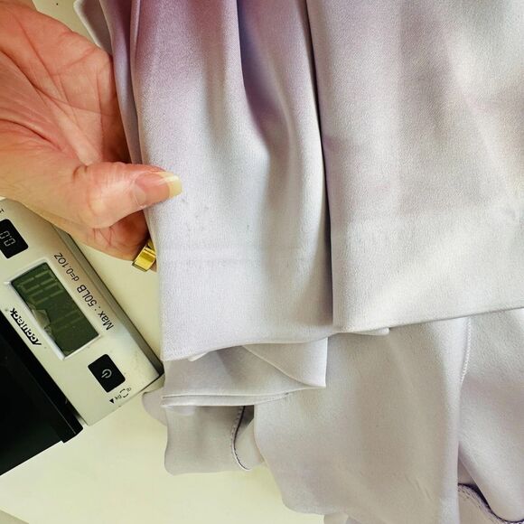 Nanushka Lilac Siwa Tech Satin Wrap Dress Asymmetrica V-Neck Concealed Snap S - Picture 12 of 16